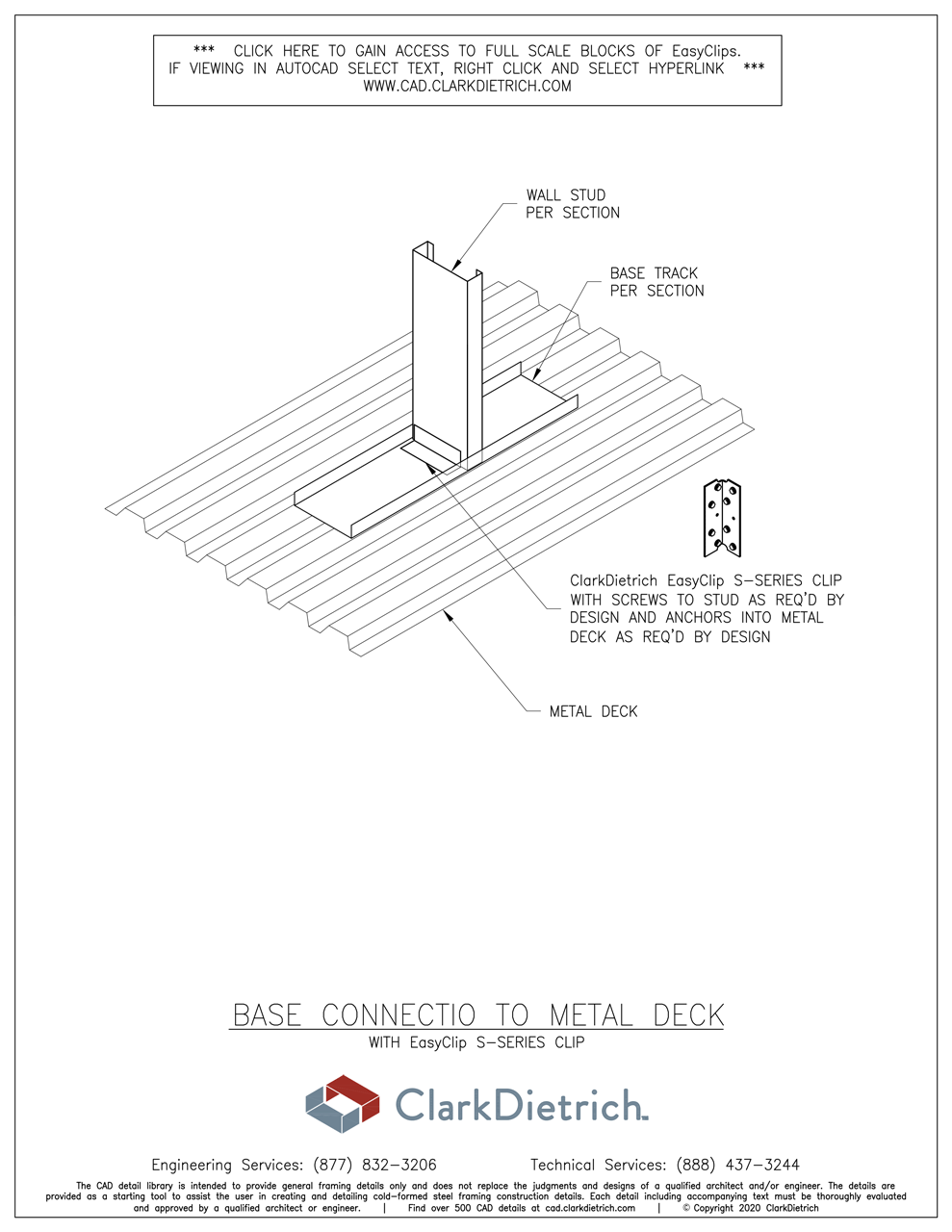 Base Connection To Metal Deck With S-Series Clip  