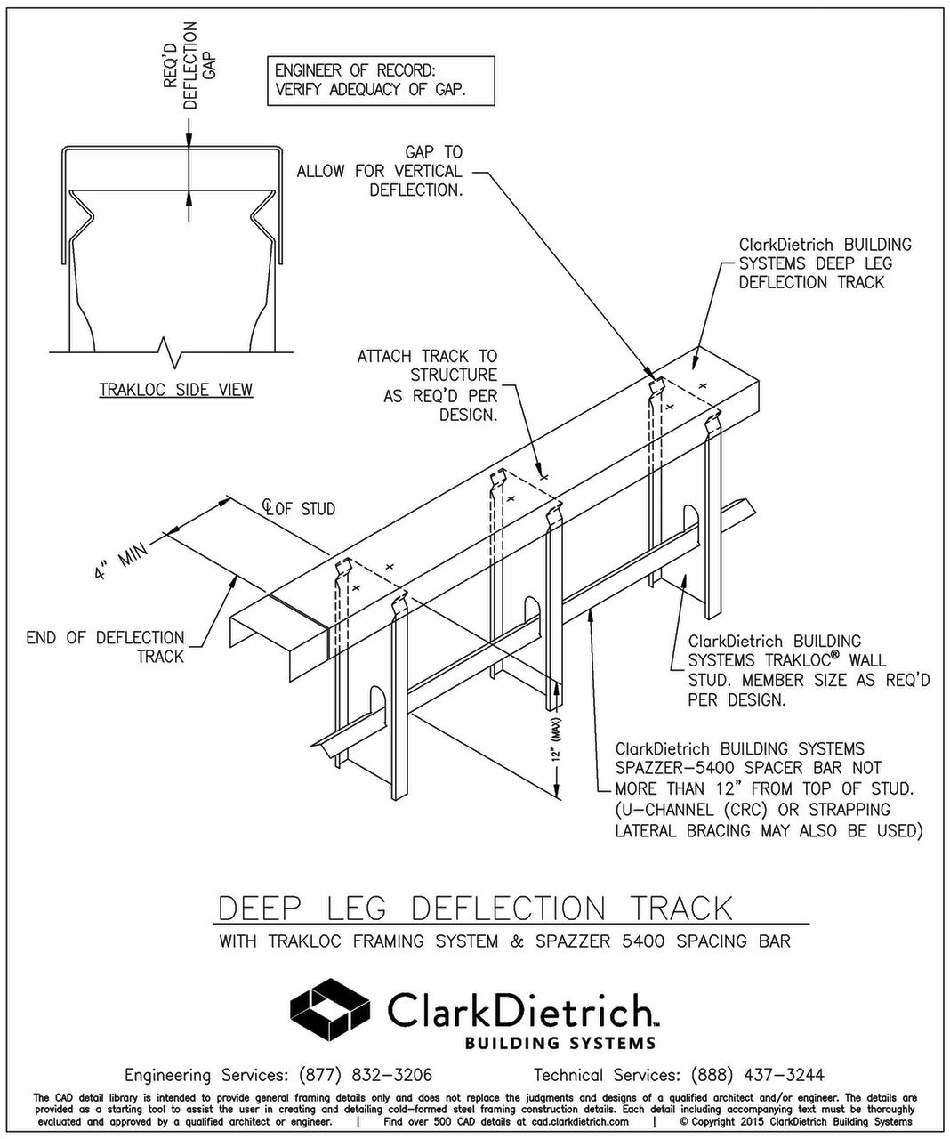 DEEP Leg Deflection Track & TRAKLOC Connection Detail  