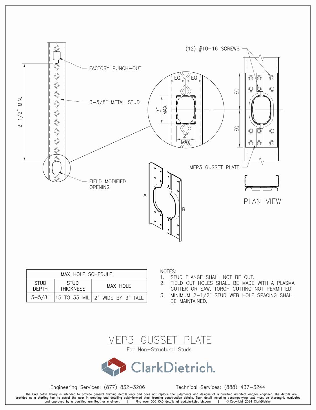 MEP3 Gusset Plate - Nonstructural