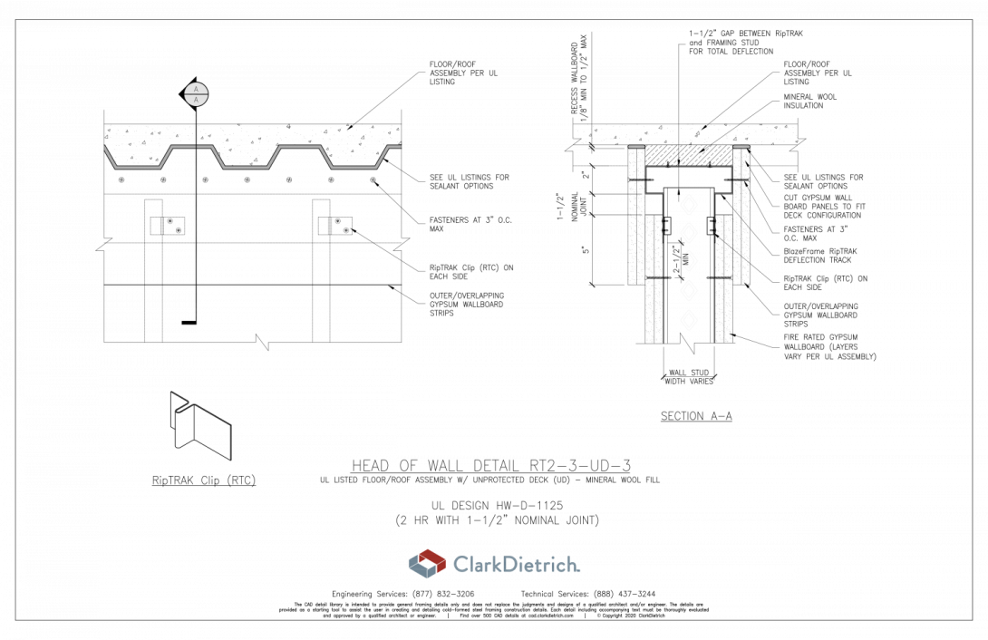 how - 2 hr w/ 1-1/2" Deflection Gap - rt2-3-ud-3