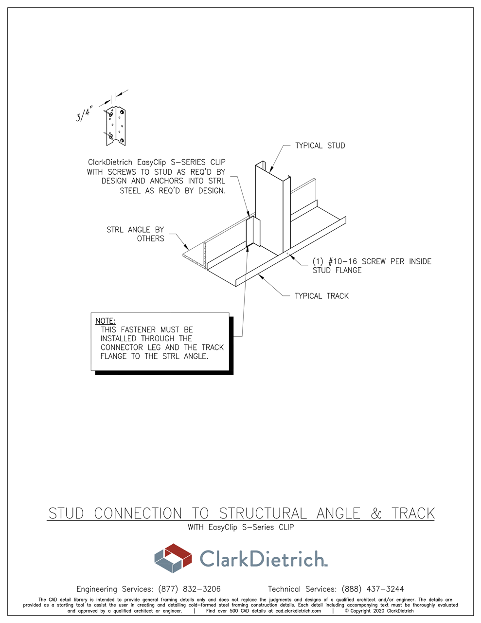 Stud Connection With S-Series Clip To Angle & Track
